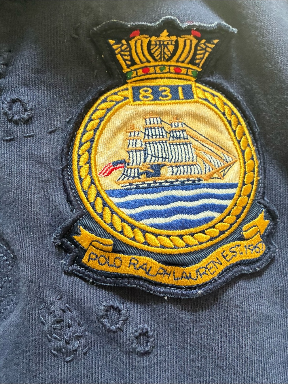 Vintage Ralph Lauren Distressed Embroidery Rugby Polo - Picture 2 of 6